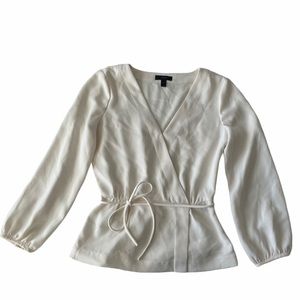 J. Crew Drapey Crepe Faux Wrap Top- Ivory